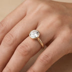 Ethically sourced moissanite bezel solitaire ring
