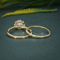 Round Cut CVD Diamond Semi Bezel Wedding Bridal Ring Sets