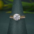 Round Cut CVD Diamond Semi Bezel Wedding Bridal Ring Sets - JBR Jeweler
