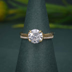 Round Cut Moissanite Diamond Semi Bezel Wedding Bridal Ring Sets - JBR Jeweler