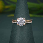 Round Cut Moissanite Diamond Semi Bezel Wedding Bridal Ring Sets - JBR Jeweler
