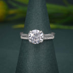 Round Cut CVD Diamond Semi Bezel Wedding Bridal Ring Sets - JBR Jeweler