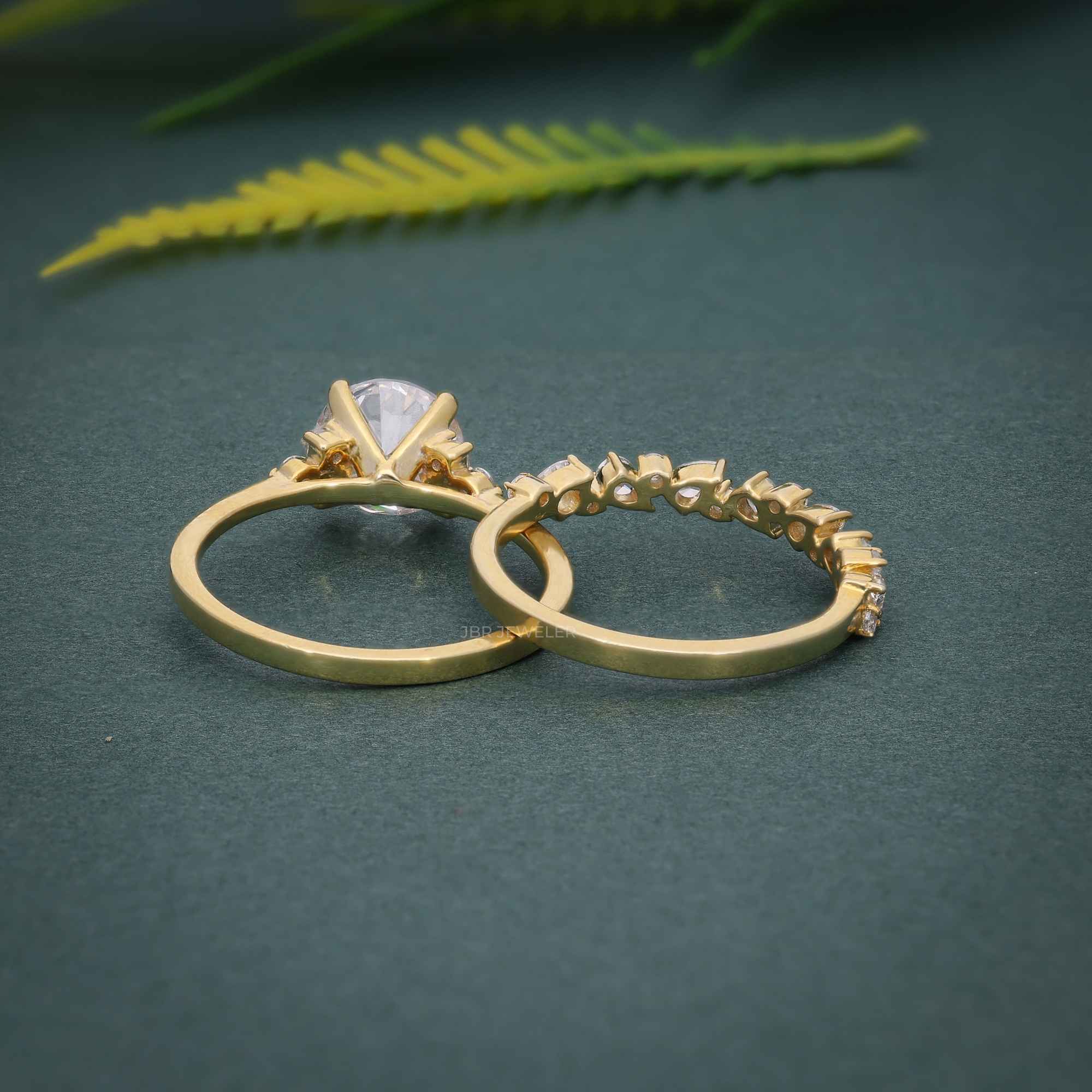 Round Cut Cluster Set Moissanite Diamond Bridal Ring Sets - JBR Jeweler