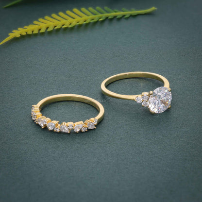 Ensembles de bagues de mariée en diamant Moissanite, coupe ronde