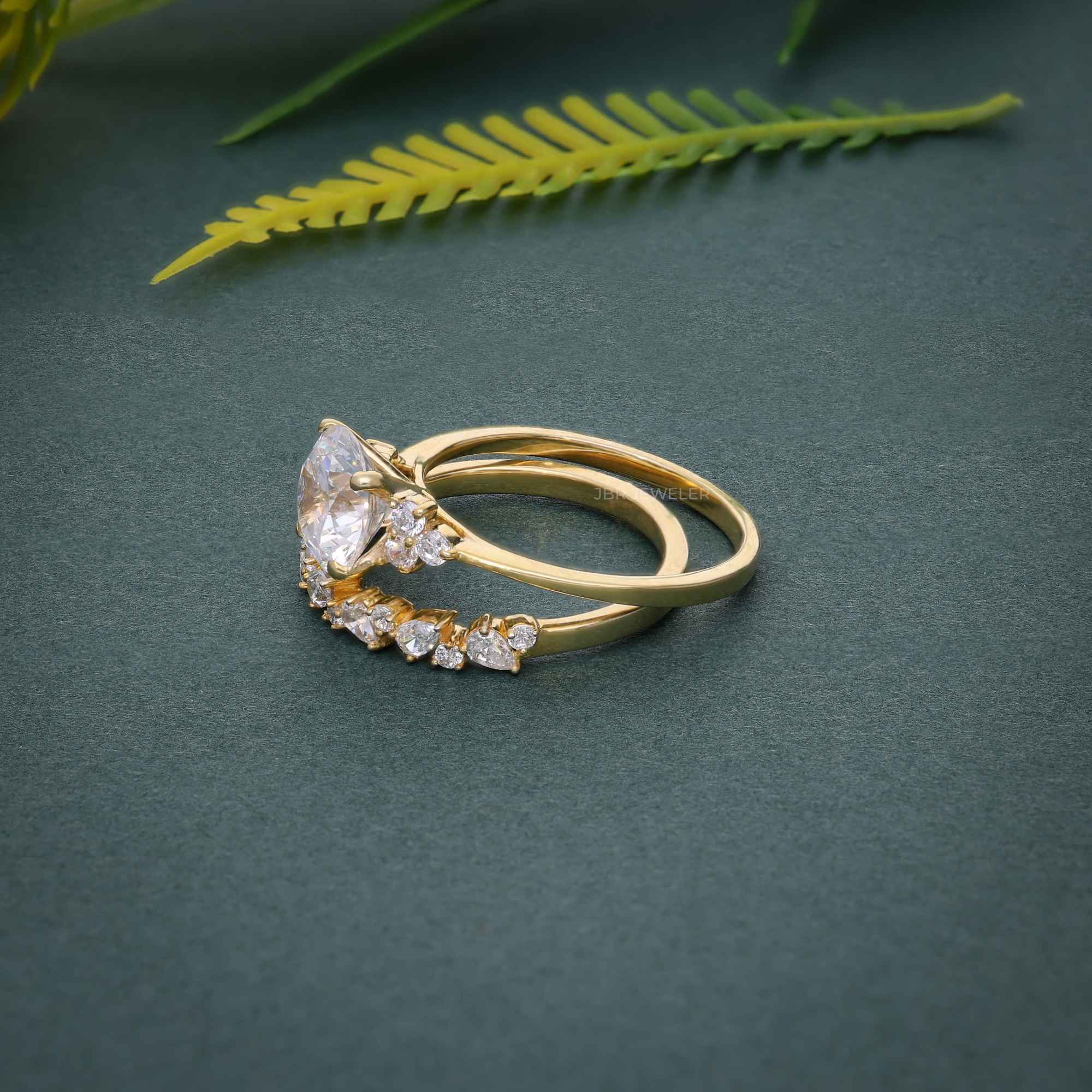 Round Cut Cluster Set Lab grown Diamond Bridal Ring Sets - JBR Jeweler