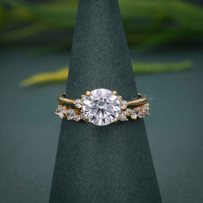 Ensembles de bagues de mariée en diamant Moissanite, coupe ronde