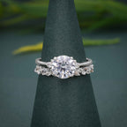 Round Cut Cluster Set Lab grown Diamond Bridal Ring Sets - JBR Jeweler