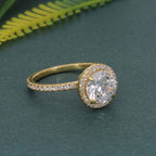 Round Cut Halo Moissanite Diamond Engagement Ring - JBR Jeweler