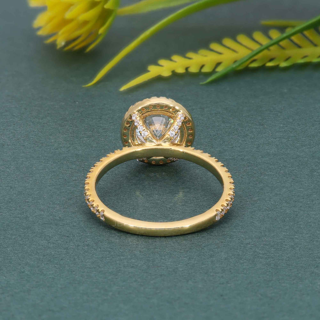 Round Cut Halo Moissanite Diamond Engagement Ring - JBR Jeweler