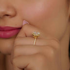 Round Cut Halo Moissanite Diamond Engagement Ring - JBR Jeweler