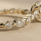Elegant 10K gold lab grown diamond ring with side stones