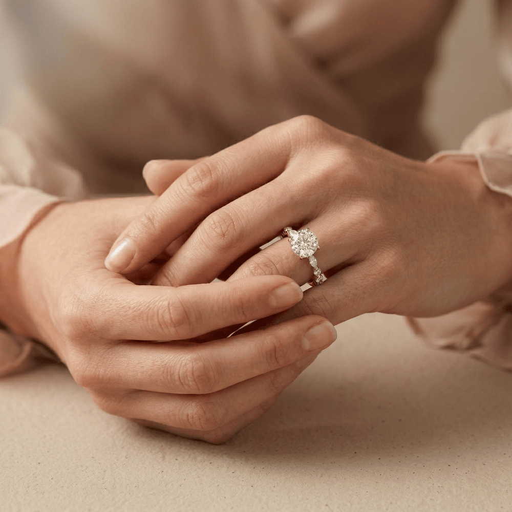 Vintage round diamond engagement ring for anniversary gift