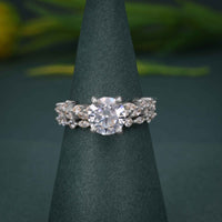 Round Cut Lab Grown Diamond Engagement Ring Set Unique Bridal Set