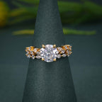 Round Cut Moissanite Diamond Engagement Ring Set Unique Bridal Set - JBR Jeweler