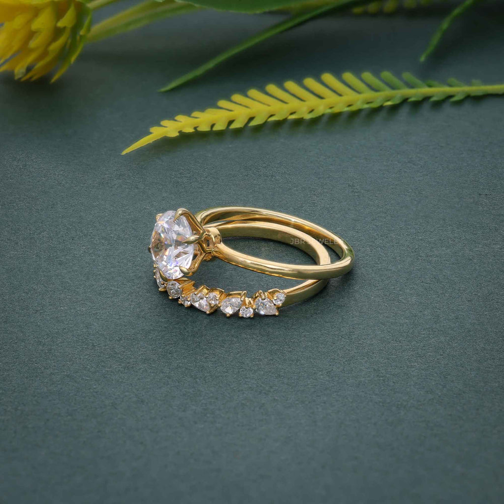 Round Cut Moissanite Diamond Solitaire Engagement Ring Bridal Wedding Set - JBR Jeweler