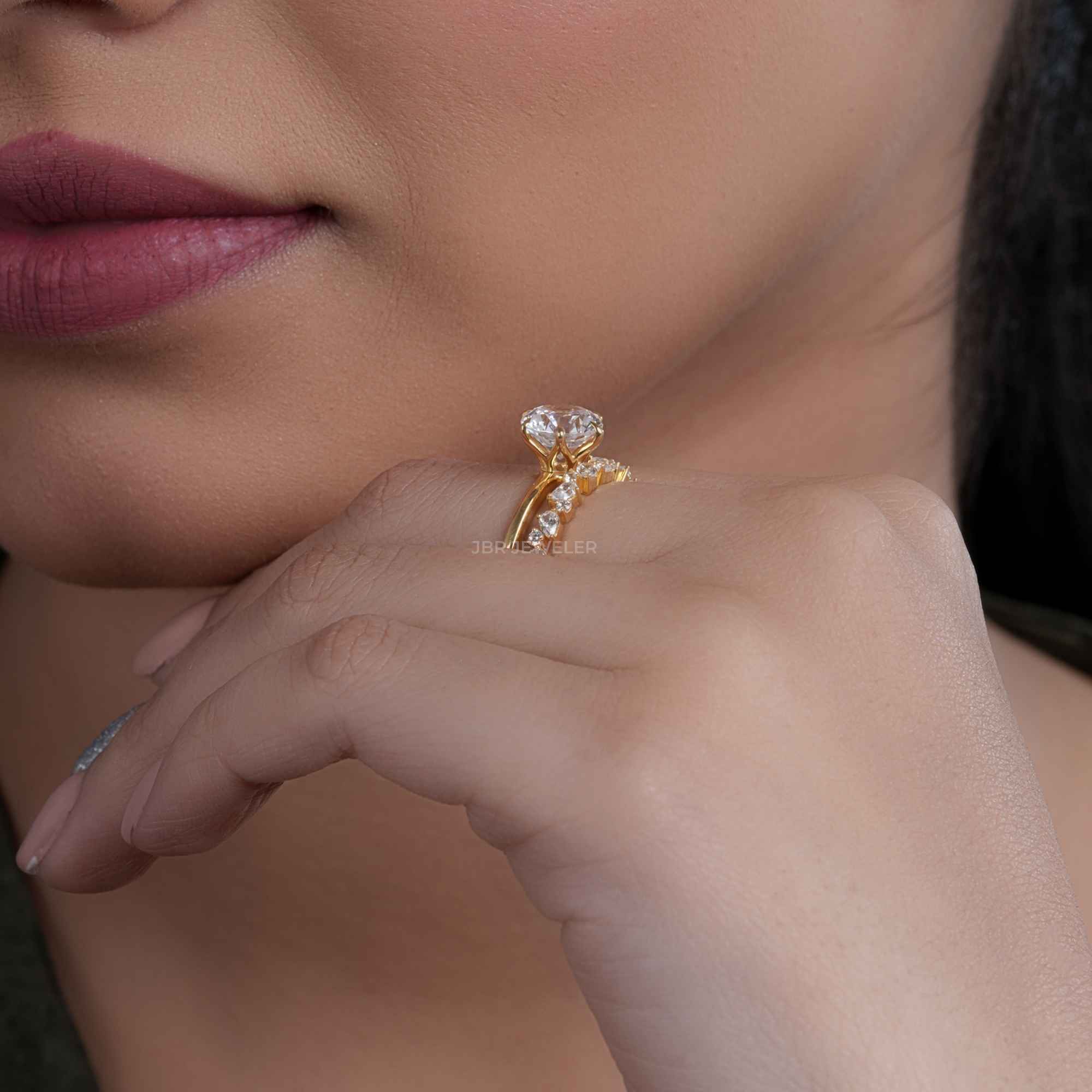 Round Cut Lab Grown Diamond Solitaire Engagement Ring Bridal Wedding Set - JBR Jeweler