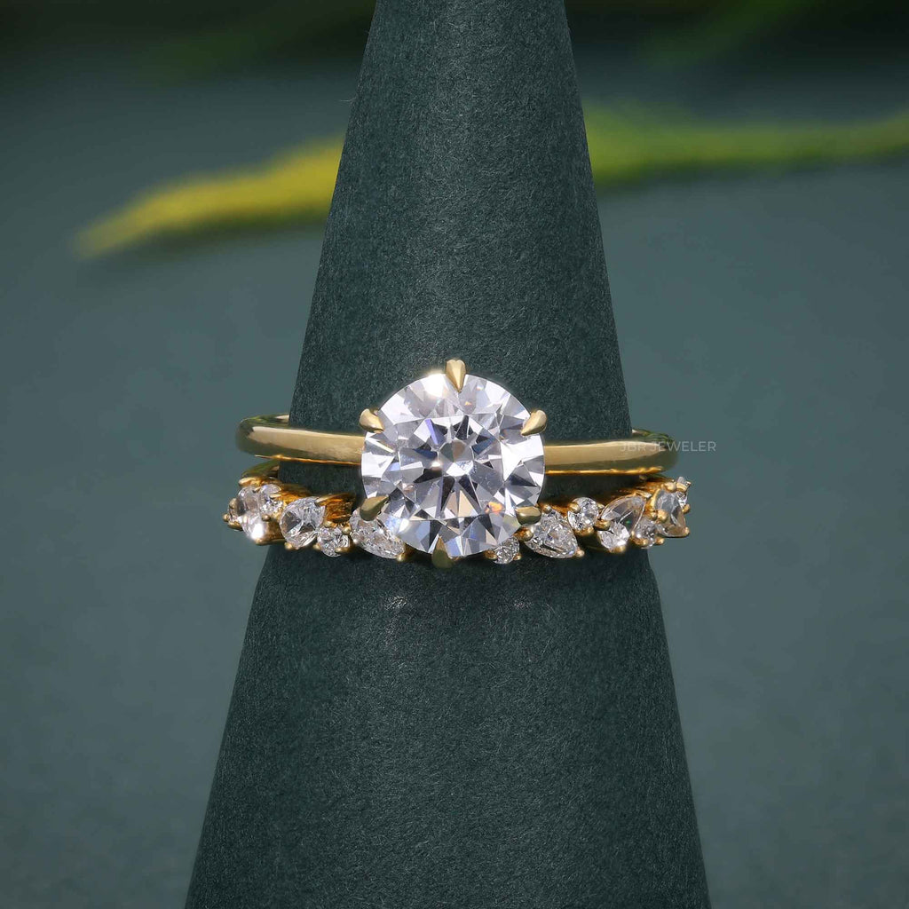 Round Cut Moissanite Diamond Solitaire Engagement Ring Bridal Wedding Set - JBR Jeweler