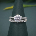 Round Cut Moissanite Diamond Solitaire Engagement Ring Bridal Wedding Set - JBR Jeweler