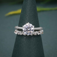 Round Cut Moissanite Diamond Solitaire Engagement Ring Bridal Wedding Set