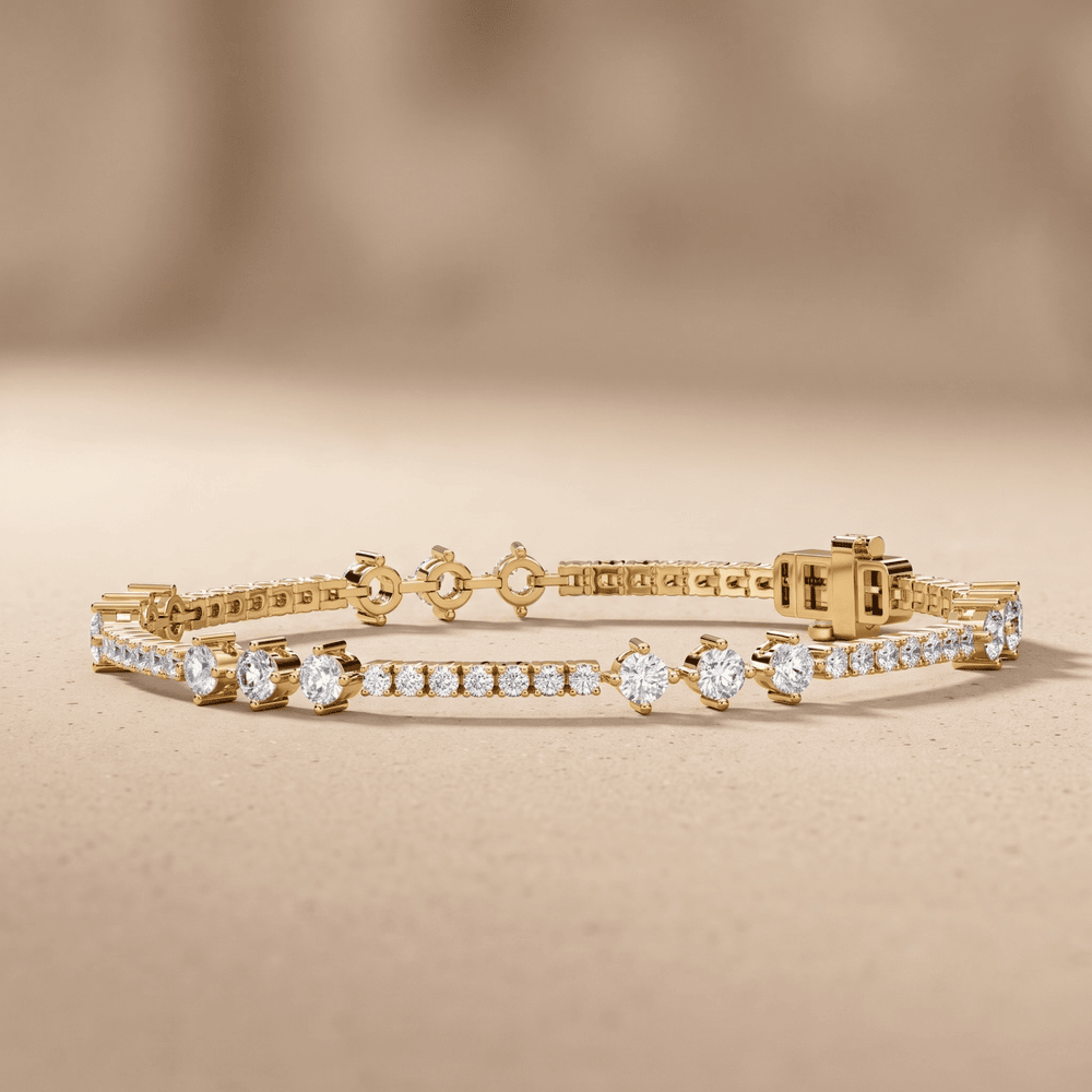 Round Cut Lab Grown Diamond Tennis Bracelet in 14k Solid Gold