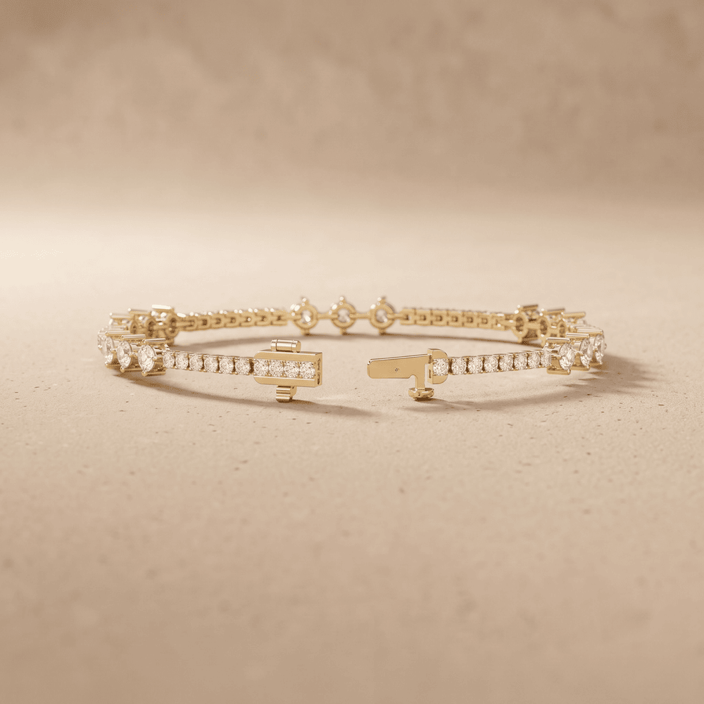 Solid 14K gold diamond tennis bracelet
