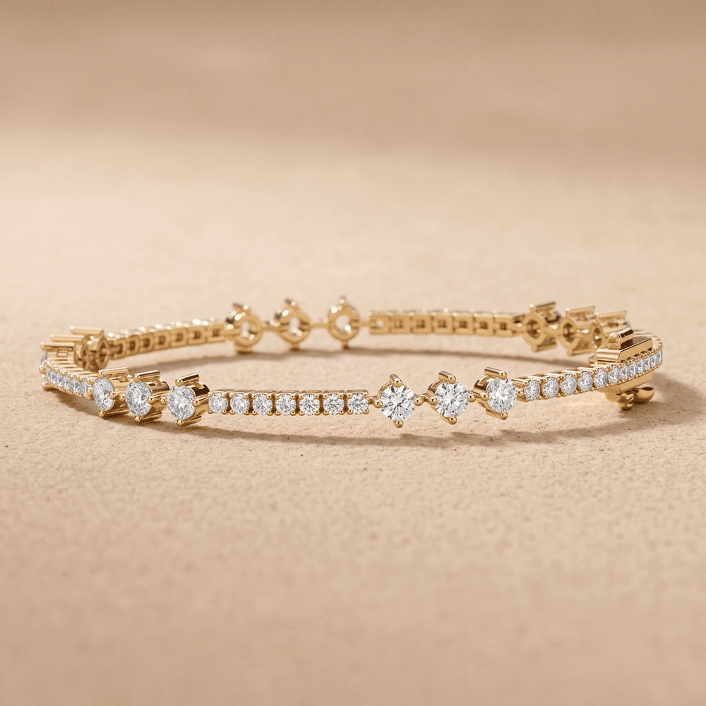 Classic round diamond tennis bracelet in gold