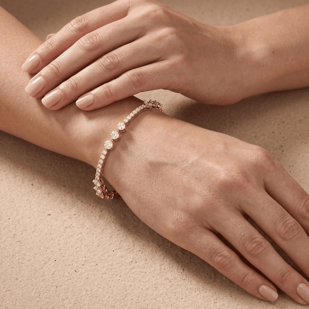 Round diamond gold bracelet for women