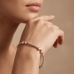 14K solid gold round lab diamond tennis bracelet