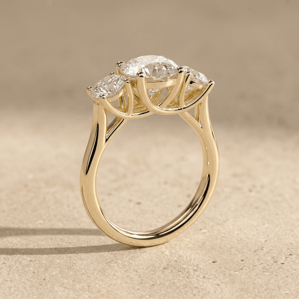 Round lab grown diamond ring side view