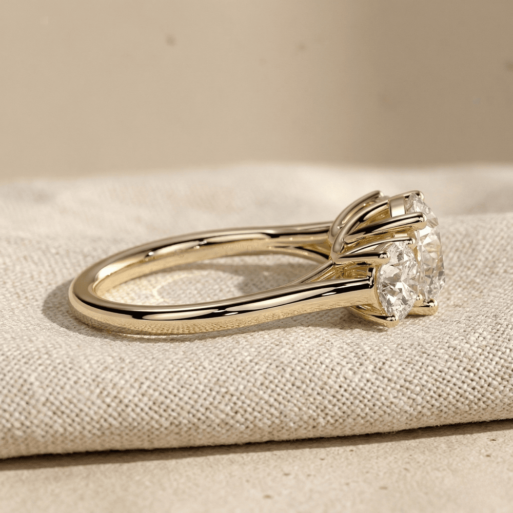 Round lab grown diamond ring side view