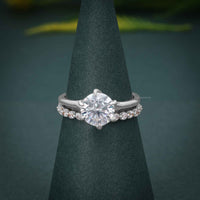 Round Cut Moissanite Diamond Wedding Ring Sets With Full Eternity Band