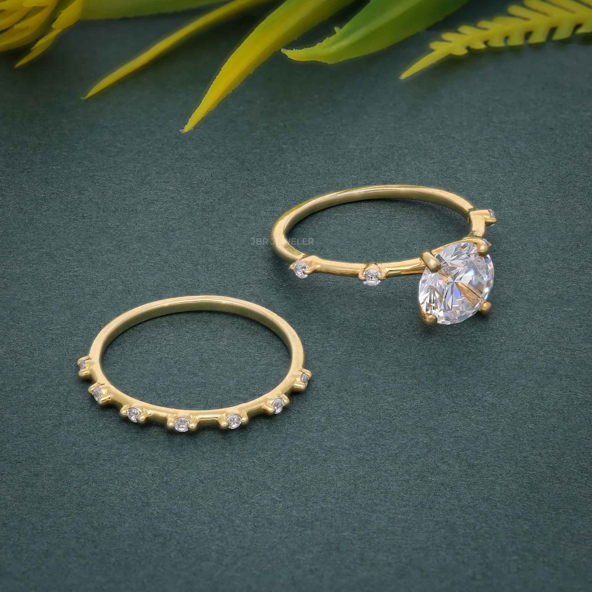 Round Cut Lab Grown Engagement Ring With Matching Bridal Ring Set - JBR Jeweler