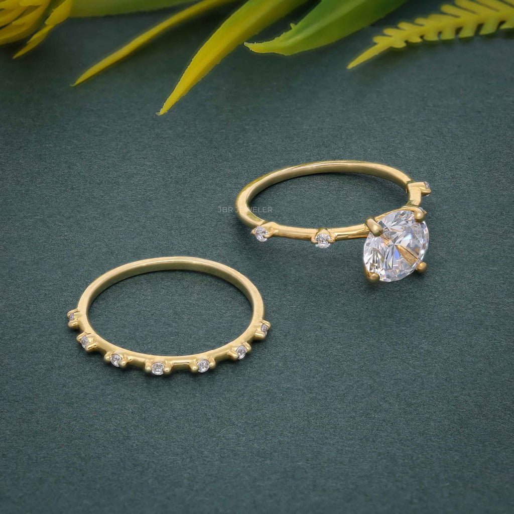 Round Cut Moissanite Engagement Ring With Matching Bridal Ring Set - JBR Jeweler