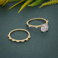 Round Cut Moissanite Engagement Ring With Matching Bridal Ring Set