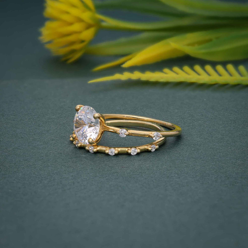 Round Cut Moissanite Engagement Ring With Matching Bridal Ring Set - JBR Jeweler