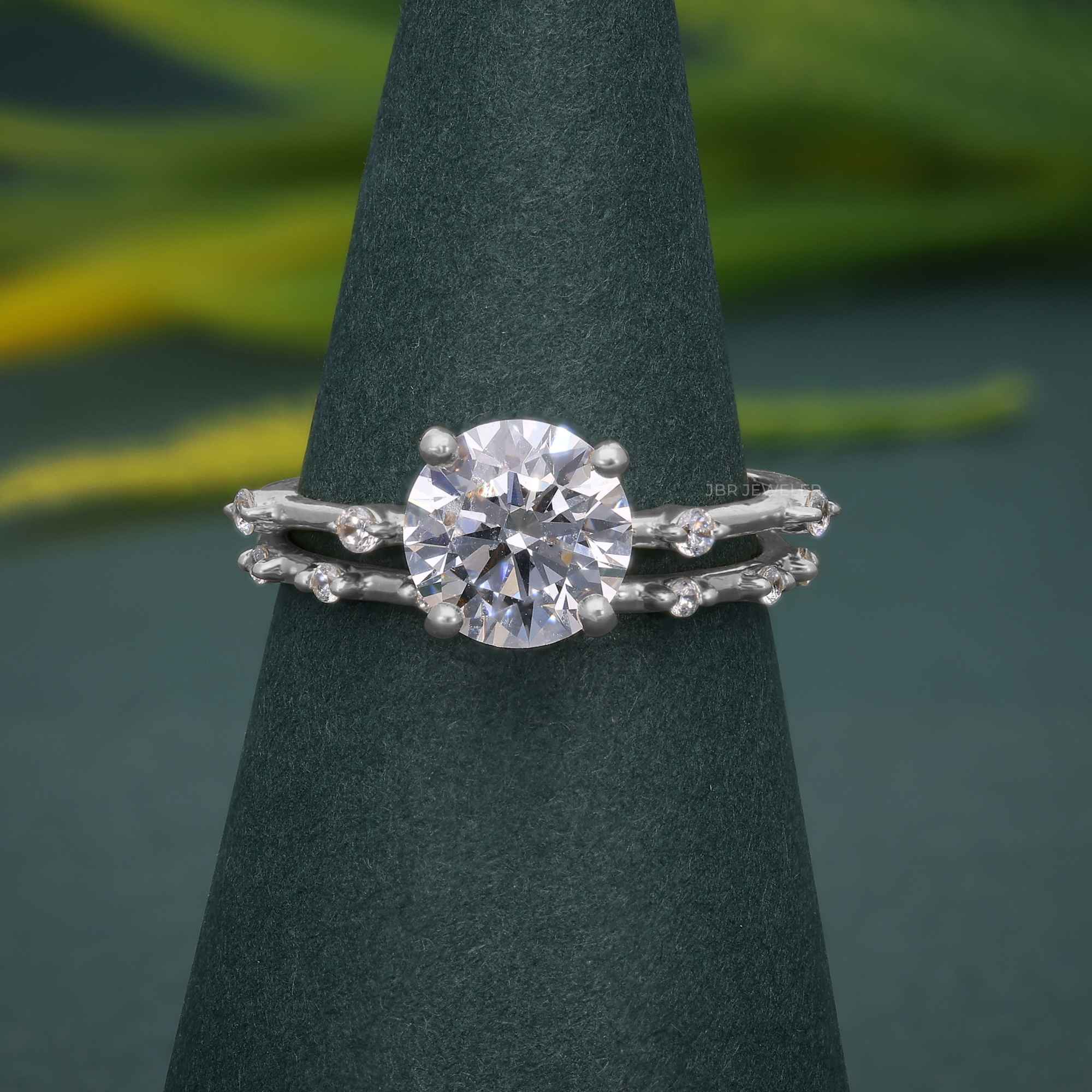 Round Cut Lab Grown Engagement Ring With Matching Bridal Ring Set - JBR Jeweler