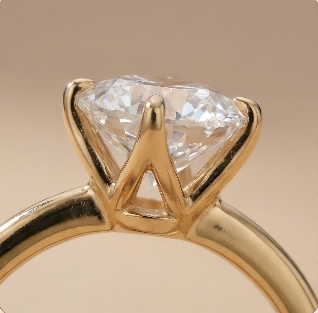 Petal design round cut moissanite ring profile
