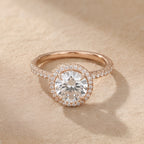 Hidden halo engagement ring profile view