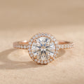 Round hidden halo moissanite engagement ring
