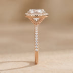 Round cut moissanite proposal ring side angle