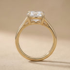 Side view of split band moissanite wedding ring