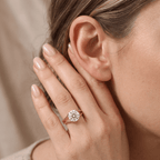 Ethically sourced moissanite ring for proposal in split band style