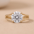Round Cut Moissanite Split Band Wedding Ring For Proposal