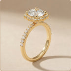Conflict-free moissanite sunburst round cut ring band