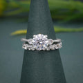 Round Cut Three Stone Moissanite Diamond Ring With Matching Wedding band - JBR Jeweler