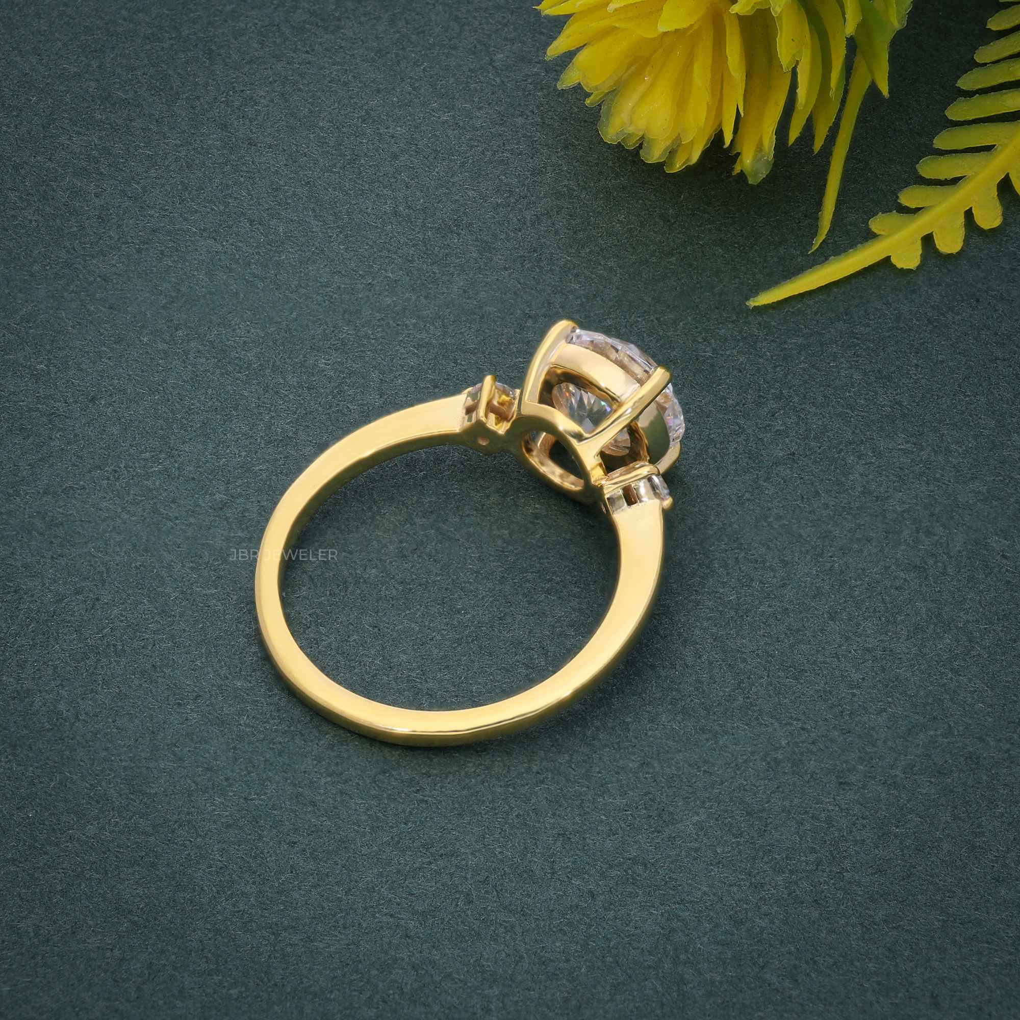 Three Stone Round Cut Moissanite Engagement Ring - JBR Jeweler