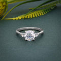 Three Stone Round Moissanite Engagement Ring With Pear Side Stone - JBR Jeweler