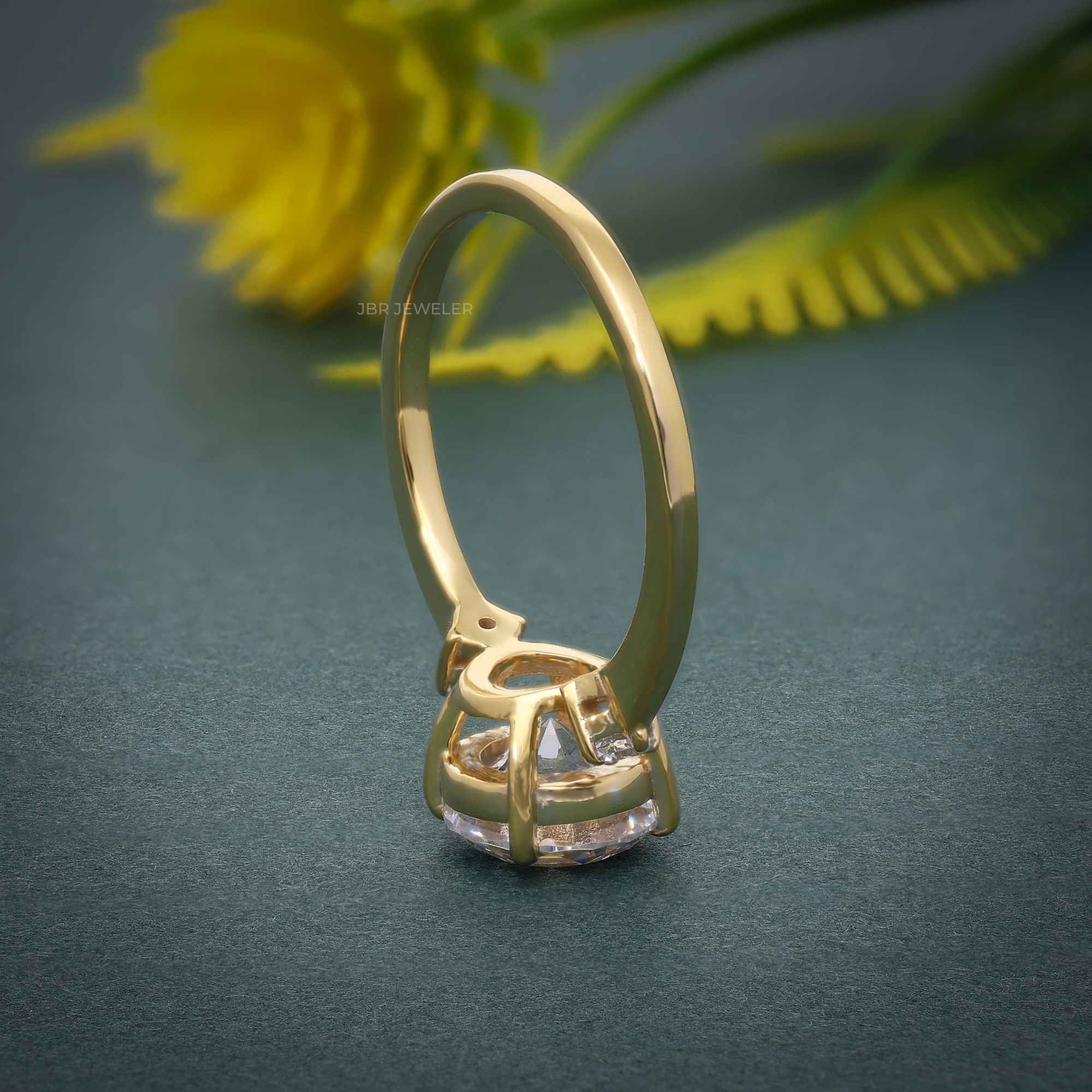 Three Stone Round Cut Moissanite Engagement Ring - JBR Jeweler