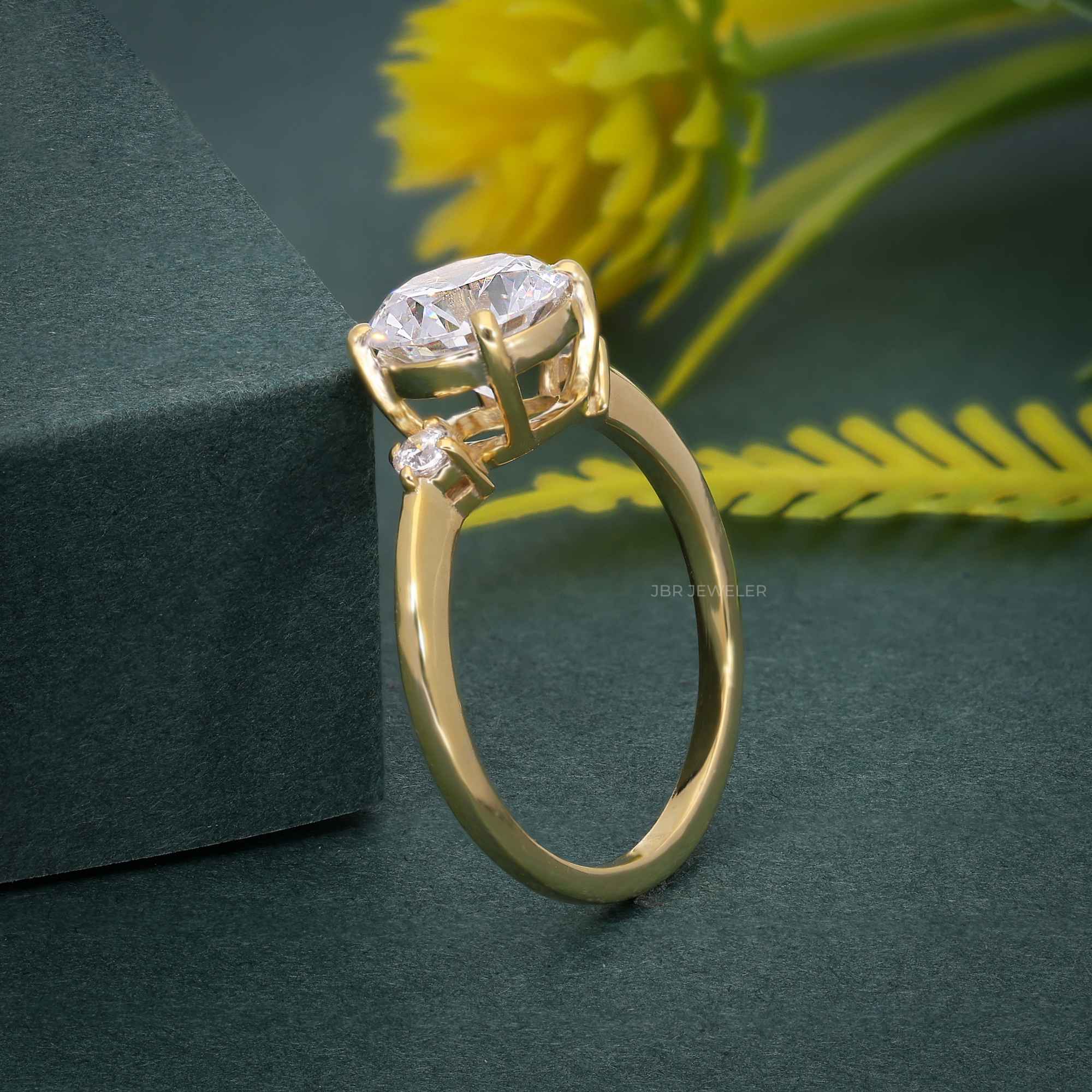 Three Stone Round Cut Moissanite Engagement Ring - JBR Jeweler