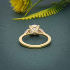 Three Stone Round Moissanite Engagement Ring With Pear Side Stone - JBR Jeweler